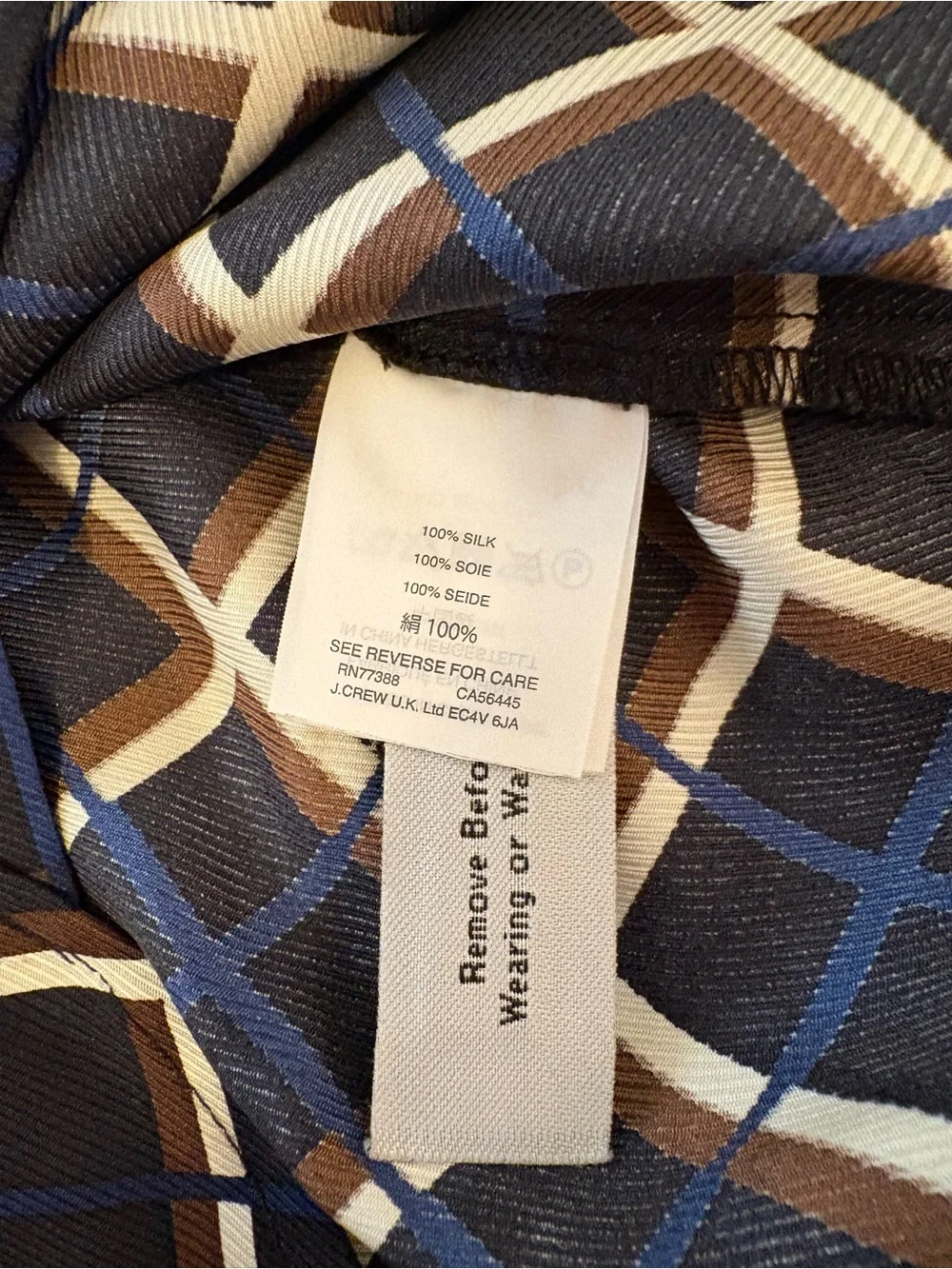 J Crew silk windowpane print top. Size 00.